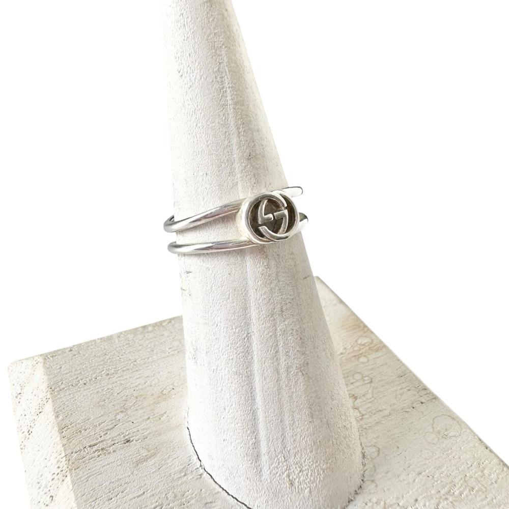 Gucci 925 Silver Interlocking GG Ring Size 6 - Picture 5 of 7